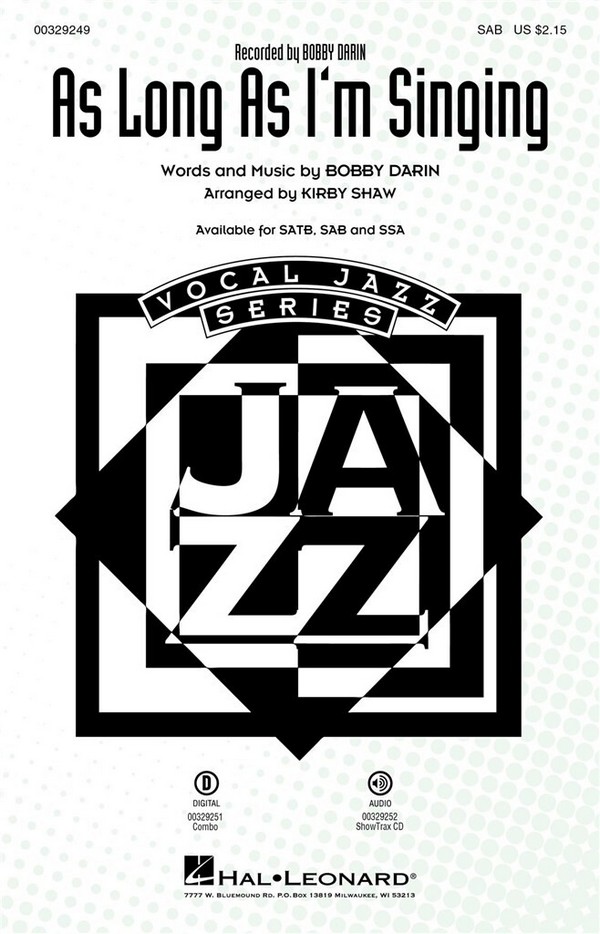 Bobby Darin, As Long As I'm Singing&nbsp;&nbsp;SAB&nbsp;&nbsp;Choral Score