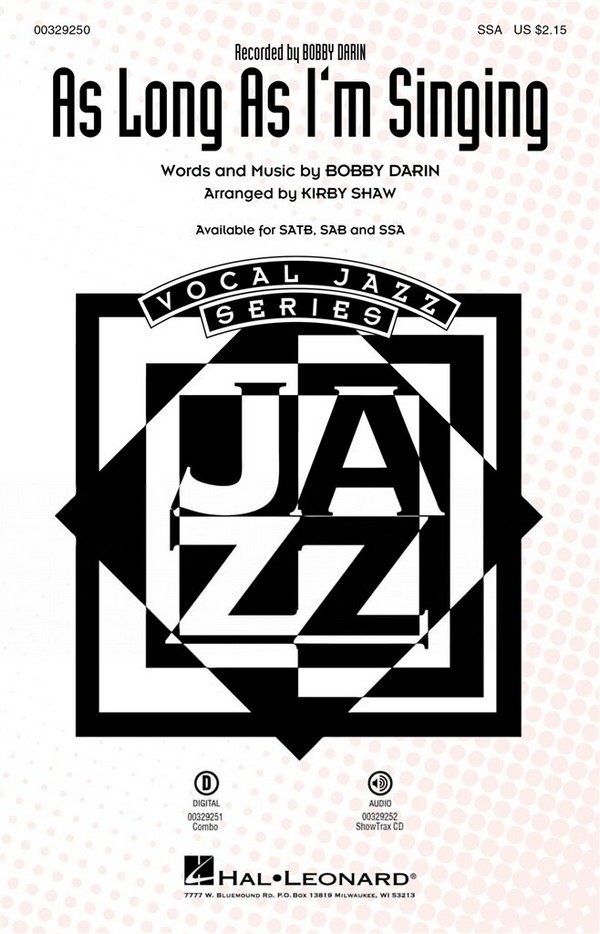 Bobby Darin, As Long As I'm Singing&nbsp;&nbsp;SSA&nbsp;&nbsp;Choral Score