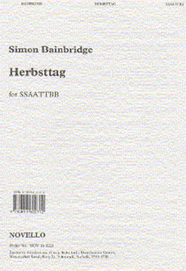 Simon Bainbridge, Herbsttag&nbsp;&nbsp;SATB&nbsp;&nbsp;Buch