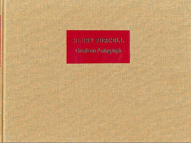 Henry Purcell, Gresham Autograph&nbsp;&nbsp;Vocal&nbsp;&nbsp;Buch