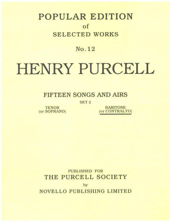 Popular Edition of Selected Works Vol.12&nbsp;&nbsp;15 Songs and Airs for Baritone (Contralto)&nbsp;&nbsp;and Piano
