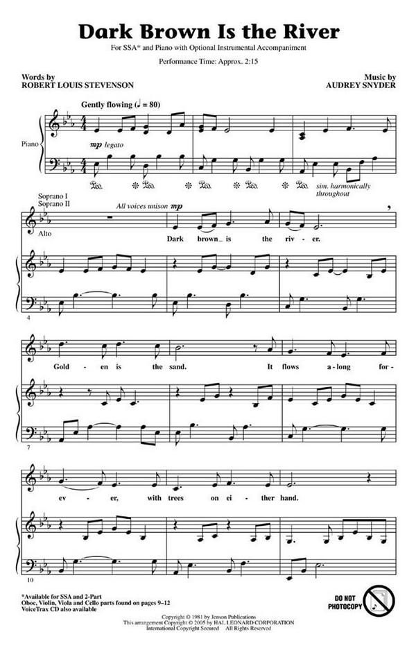 Audrey Snyder_Robert Louis Stevenson, Dark Brown Is the River&nbsp;&nbsp;SSA&nbsp;&nbsp;Chorpartitur