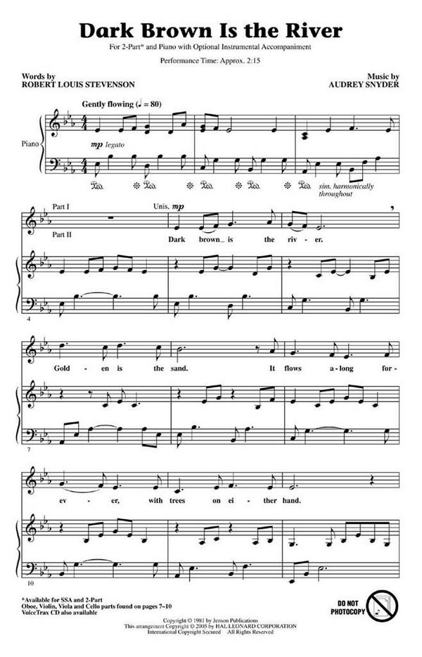 Audrey Snyder_Robert Louis Stevenson, Dark Brown Is the River&nbsp;&nbsp;2-Part Choir&nbsp;&nbsp;Chorpartitur