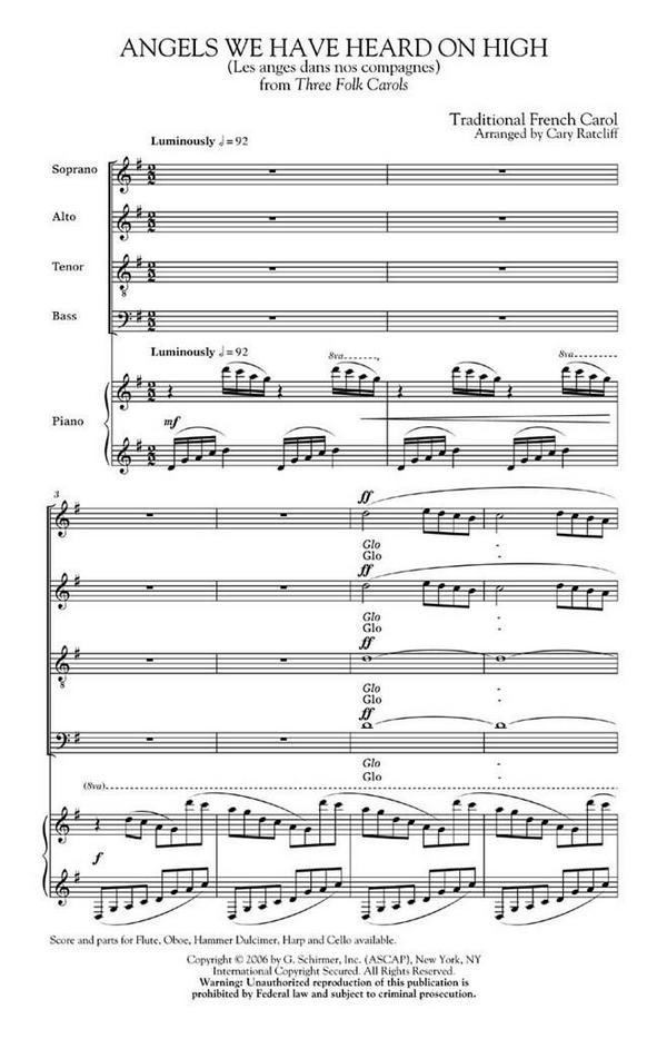 Angels We Have Heard On High  SATB  Chorpartitur
