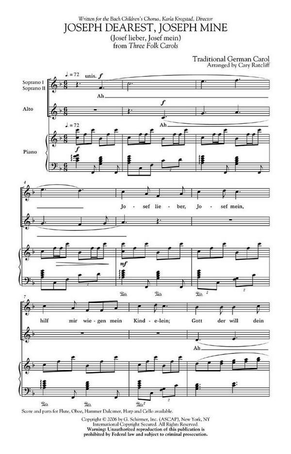 Joseph Dearest, Joseph Mine&nbsp;&nbsp;SSA&nbsp;&nbsp;Chorpartitur