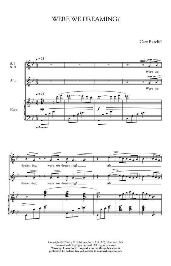 Cary Ratcliff, Were We Dreaming?&nbsp;&nbsp;SSA&nbsp;&nbsp;Chorpartitur