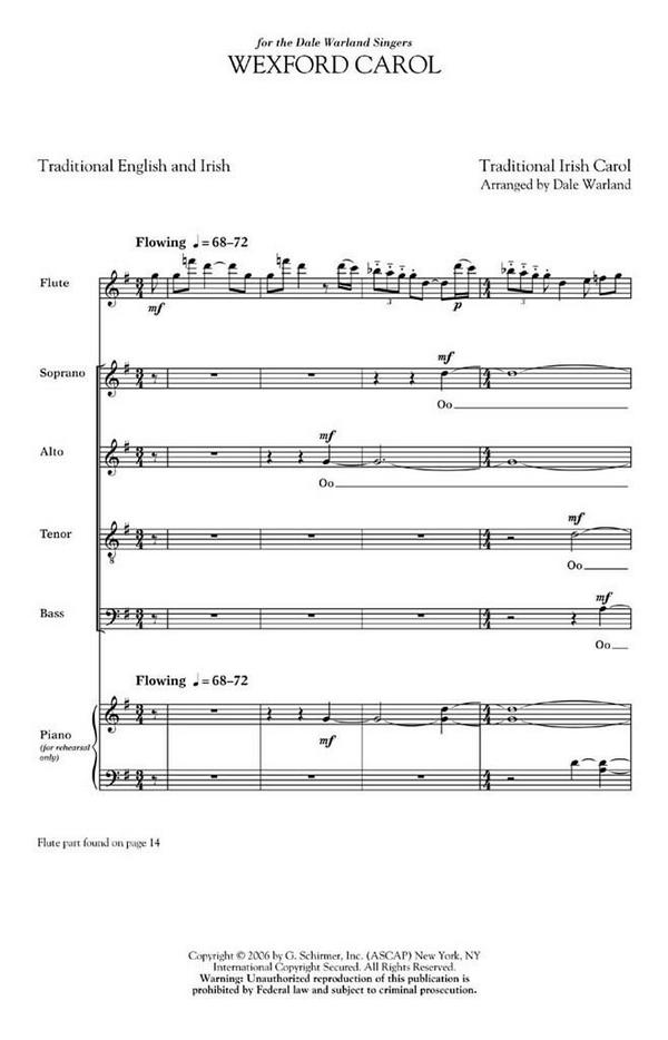 Traditional, Wexford Carol&nbsp;&nbsp;SATB&nbsp;&nbsp;Chorpartitur