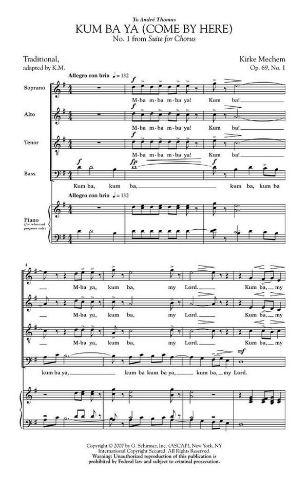 Kirke Mechem, Kum Ba Ya (Come By Here)&nbsp;&nbsp;SATB a Cappella&nbsp;&nbsp;Chorpartitur