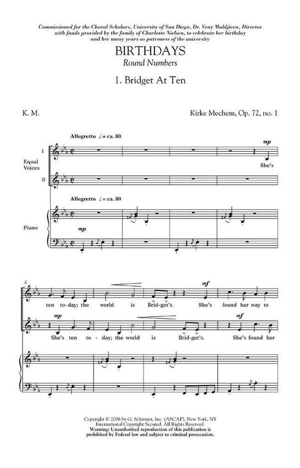 Kirke Mechem, Birthdays / Round Numbers Op. 72&nbsp;&nbsp;SATB&nbsp;&nbsp;Chorpartitur