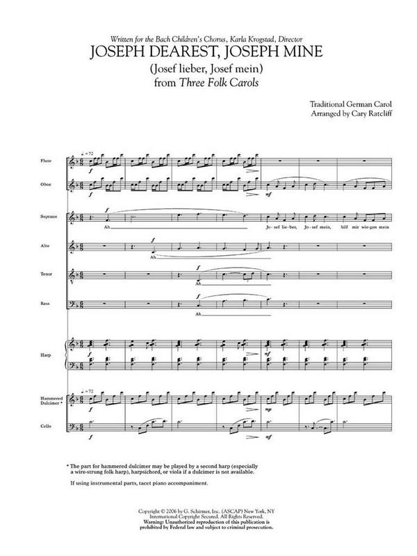 Joseph Dearest, Joseph Mine&nbsp;&nbsp;Flute, Oboe, Hammer Dulcimer, Harp and Cello&nbsp;&nbsp;Partitur + Stimmen