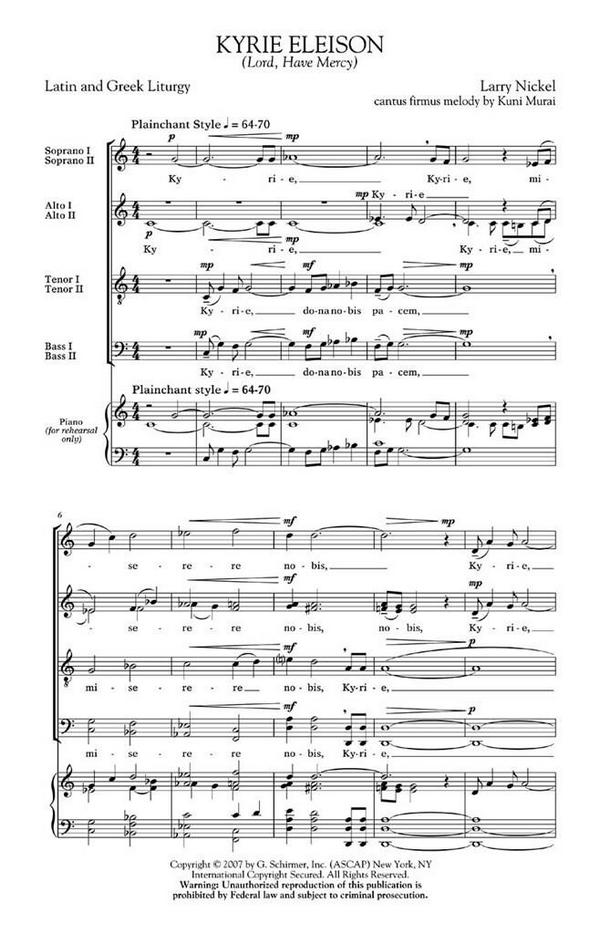 Larry Nickel, Kyrie Eleison (Lord, Have Mercy)&nbsp;&nbsp;SATB&nbsp;&nbsp;Chorpartitur