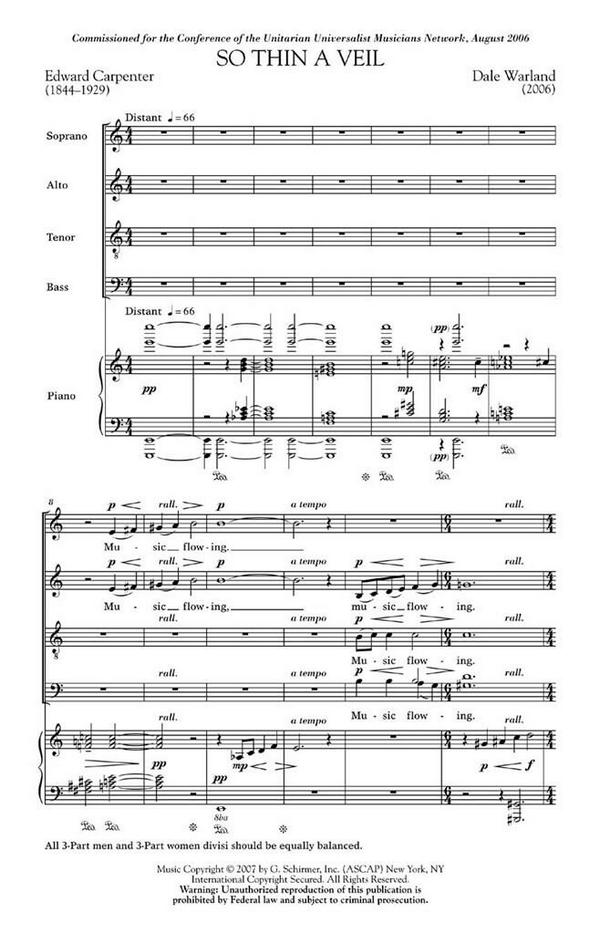 Dale Warland, So Thin a Veil&nbsp;&nbsp;SATB&nbsp;&nbsp;Chorpartitur