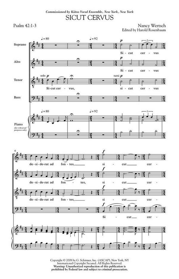 Nancy Wertsch, Sicut Cervus&nbsp;&nbsp;SATB a Cappella&nbsp;&nbsp;Chorpartitur