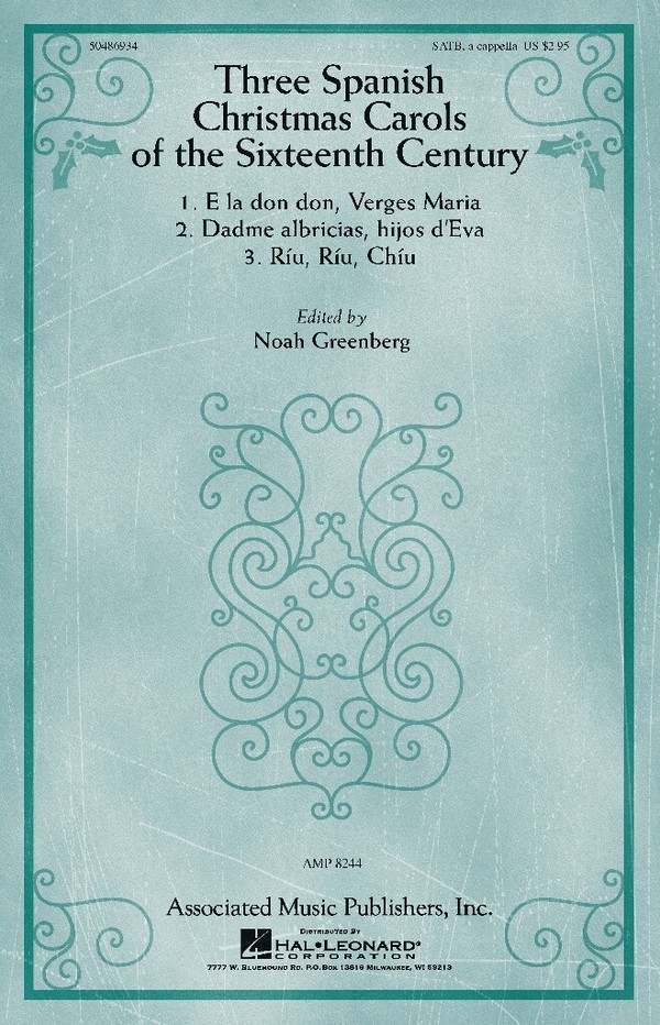 Anonymous, Three Spanish Christmas Carols of the 16th Century  SATB a Cappella  Chorpartitur