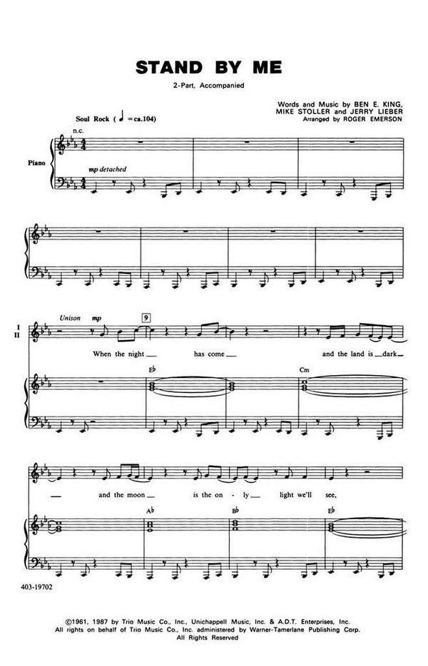 Ben E. King_Jerry Leiber_Mike Stoller, Stand by Me&nbsp;&nbsp;SA + accompaniment&nbsp;&nbsp;Chorpartitur