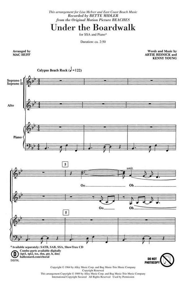 Artie Resnick_Kenny Young, Under the Boardwalk&nbsp;&nbsp;SSA&nbsp;&nbsp;Chorpartitur