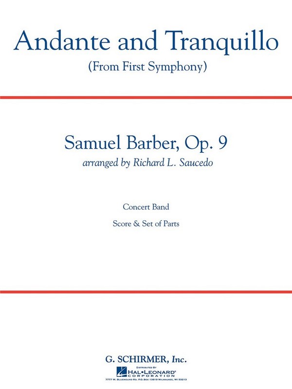 Samuel Barber, Andante And Tranquillo&nbsp;&nbsp;Concert Band&nbsp;&nbsp;Partitur + Stimmen