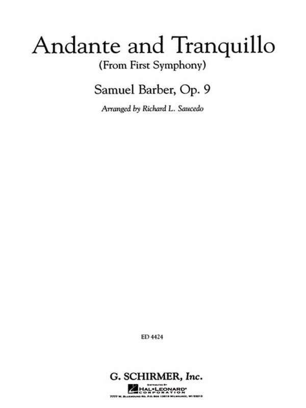 Samuel Barber, Andante And Tranquillo&nbsp;&nbsp;Concert Band&nbsp;&nbsp;Partitur