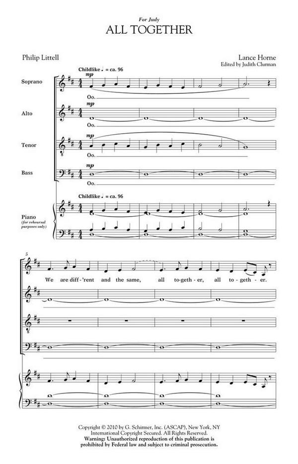Lance Horne_Philip Littell, All Together&nbsp;&nbsp;SATB a Cappella&nbsp;&nbsp;Chorpartitur