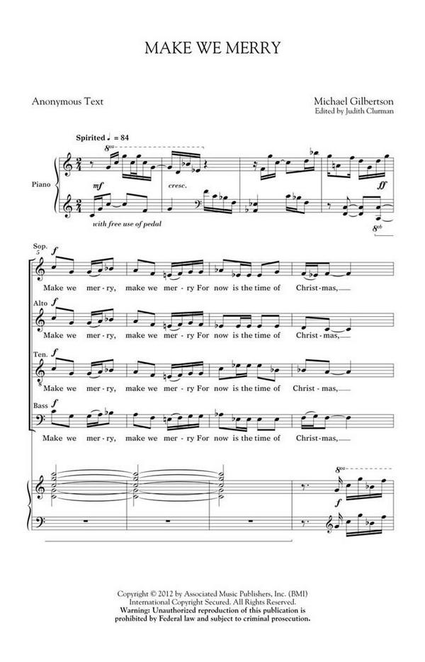 Michael Gilbertson, Make We Merry&nbsp;&nbsp;SATB&nbsp;&nbsp;Chorpartitur