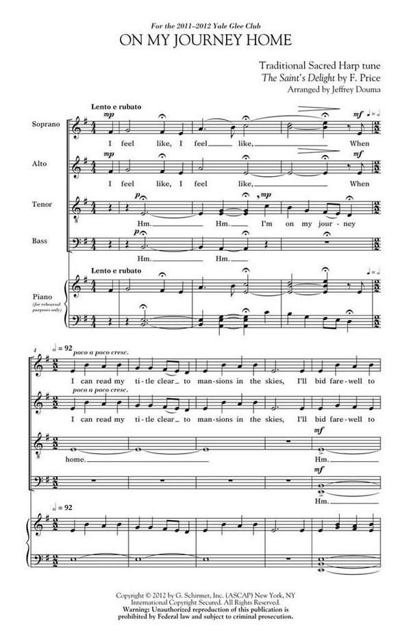 On My Journey Home&nbsp;&nbsp;SATB a Cappella&nbsp;&nbsp;Chorpartitur