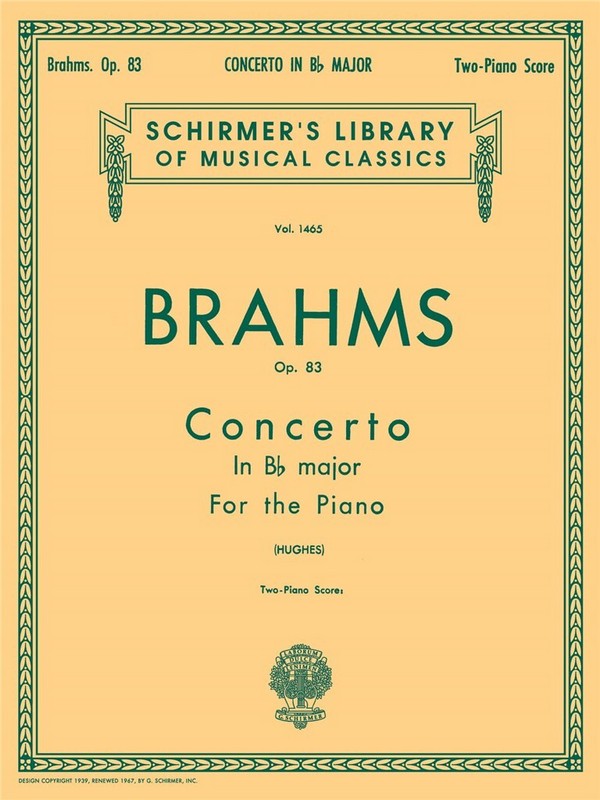 Johannes Brahms, Piano Concerto No.2 In B Flat Op.83&nbsp;&nbsp;Piano, 4 Hands&nbsp;&nbsp;Buch