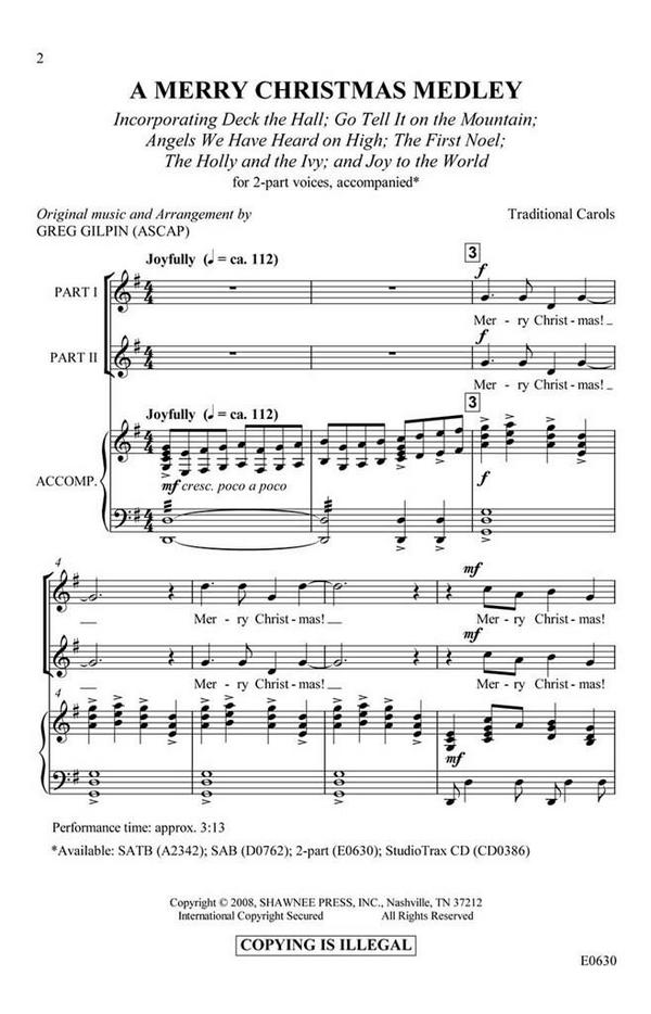 Greg Gilpin, A Merry Christmas Medley&nbsp;&nbsp;2-Part Choir&nbsp;&nbsp;Chorpartitur
