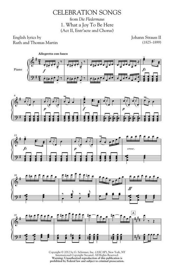 Johann Strauss Jr., Celebration Songs&nbsp;&nbsp;SATB&nbsp;&nbsp;Chorpartitur