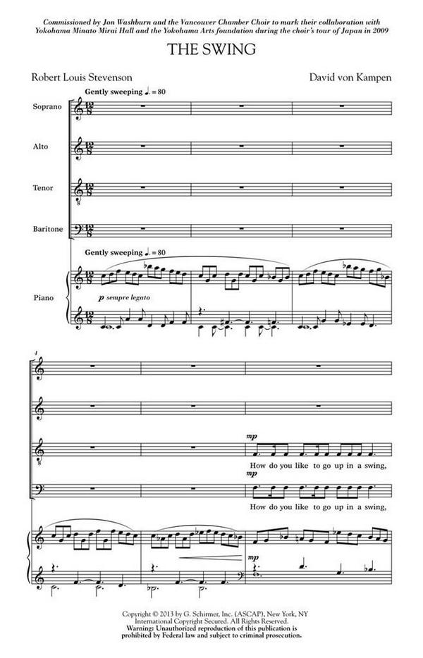 David von Kampen, The Swing&nbsp;&nbsp;SATB&nbsp;&nbsp;Chorpartitur