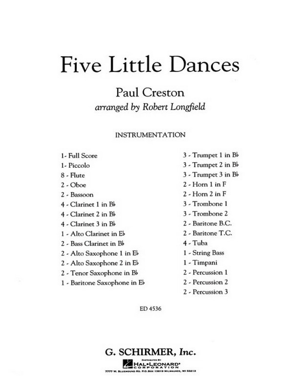 Paul Creston, Five Little Dances&nbsp;&nbsp;Concert Band/Harmonie&nbsp;&nbsp;Partitur