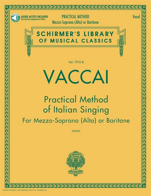 Practical Method of Italian Singing (+Online Audio)  for mezzo-soprano (alto) or baritone  