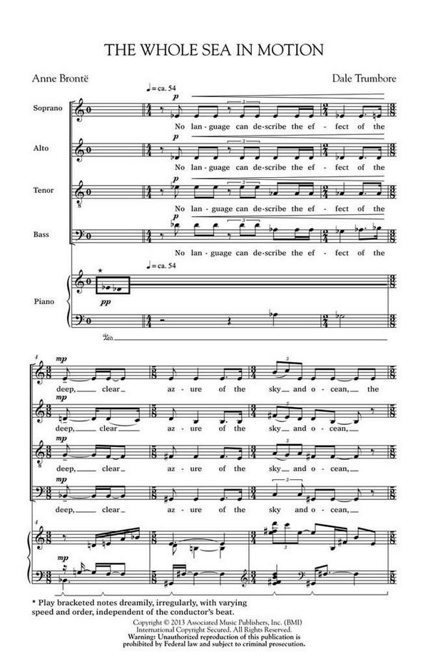Dale Trumbore, The Whole Sea in Motion&nbsp;&nbsp;SATB&nbsp;&nbsp;Chorpartitur