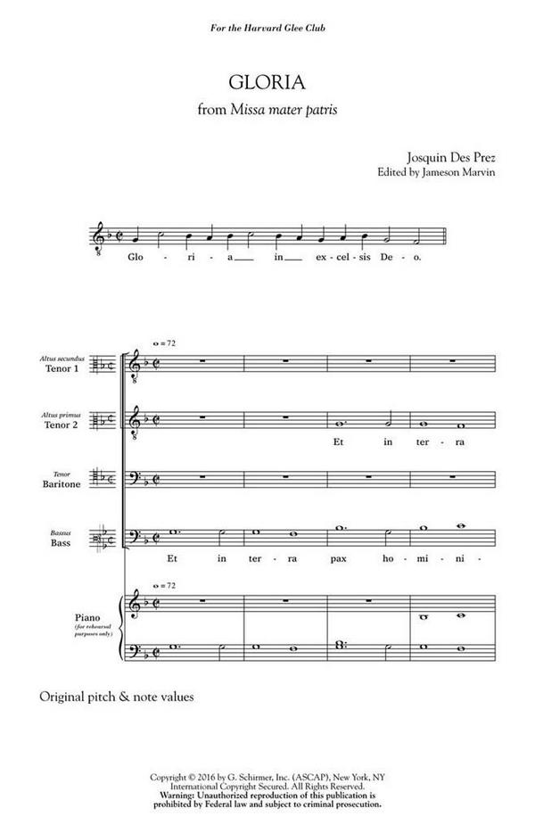 Josquin des Prés, Gloria&nbsp;&nbsp;TTBB a Cappella&nbsp;&nbsp;Chorpartitur