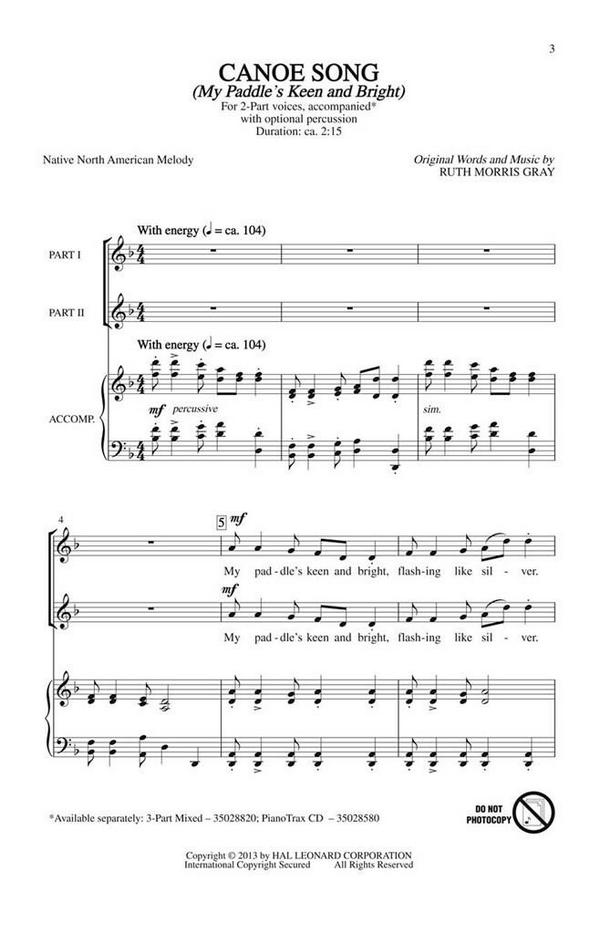 Canoe Song&nbsp;&nbsp;2-Part Choir&nbsp;&nbsp;Chorpartitur