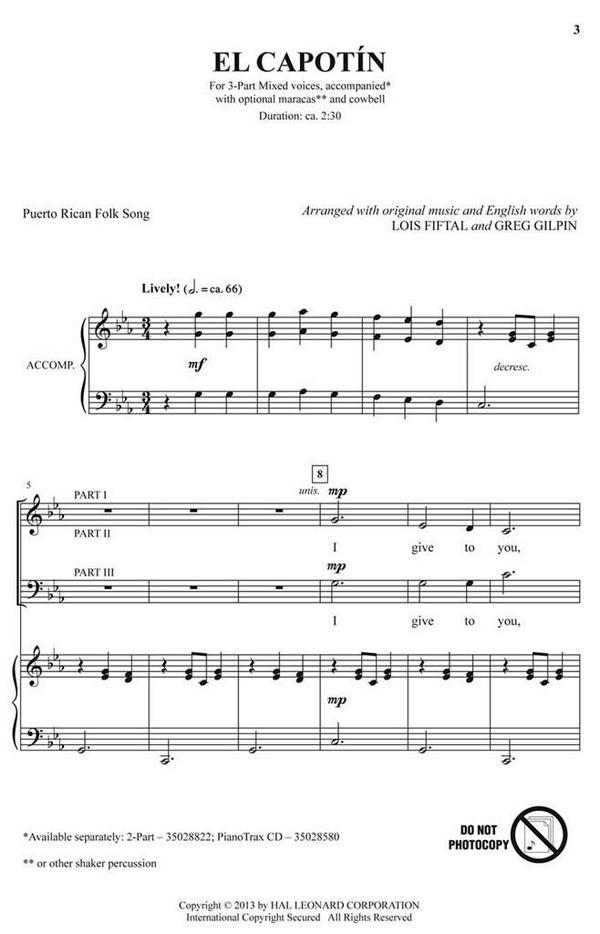 El Capotin&nbsp;&nbsp;3-Part Choir&nbsp;&nbsp;Chorpartitur