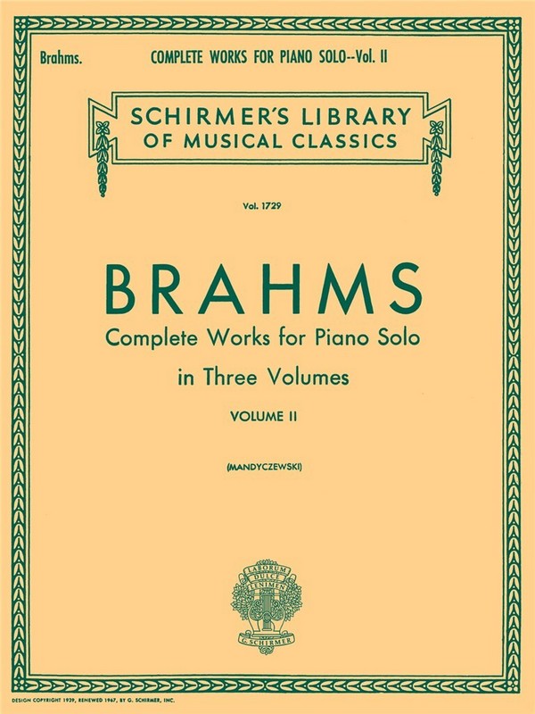 Johannes Brahms, Complete Works For Piano Solo Volume 2&nbsp;&nbsp;Klavier&nbsp;&nbsp;Buch