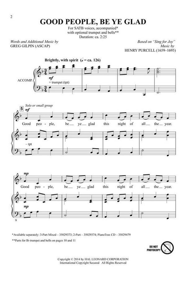 Henry Purcell, Good People, Be Ye Glad&nbsp;&nbsp;SATB&nbsp;&nbsp;Chorpartitur