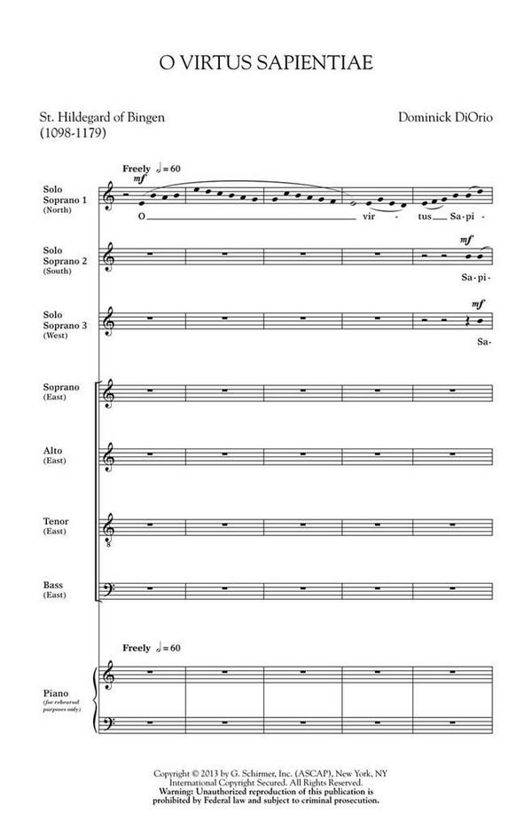 Dominick DiOrio, O Virtus Sapientiae&nbsp;&nbsp;SATB a Cappella&nbsp;&nbsp;Chorpartitur