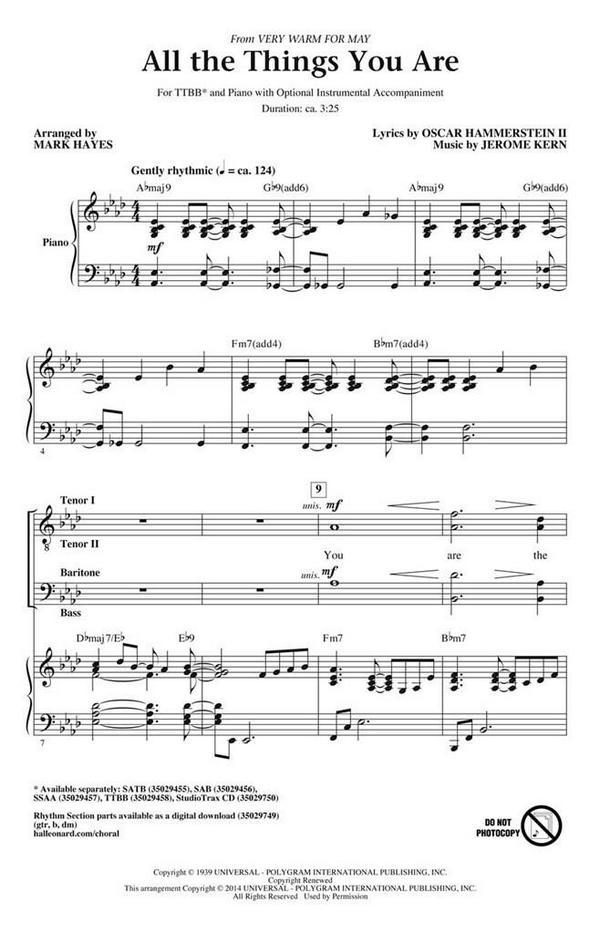 All the Things You Are&nbsp;&nbsp;TTBB&nbsp;&nbsp;Chorpartitur