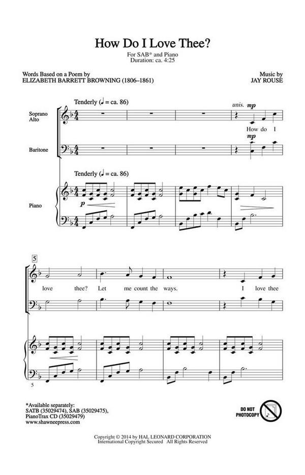Jay Rouse, How Do I Love Thee?&nbsp;&nbsp;SAB&nbsp;&nbsp;Chorpartitur