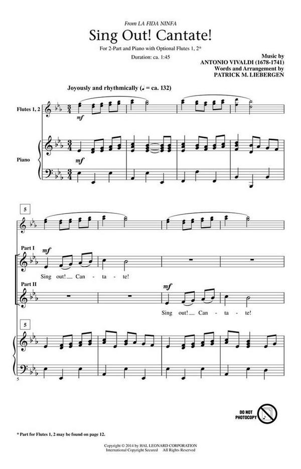 Antonio Vivaldi, Sing Out! Cantate!&nbsp;&nbsp;2-Part Choir&nbsp;&nbsp;Chorpartitur