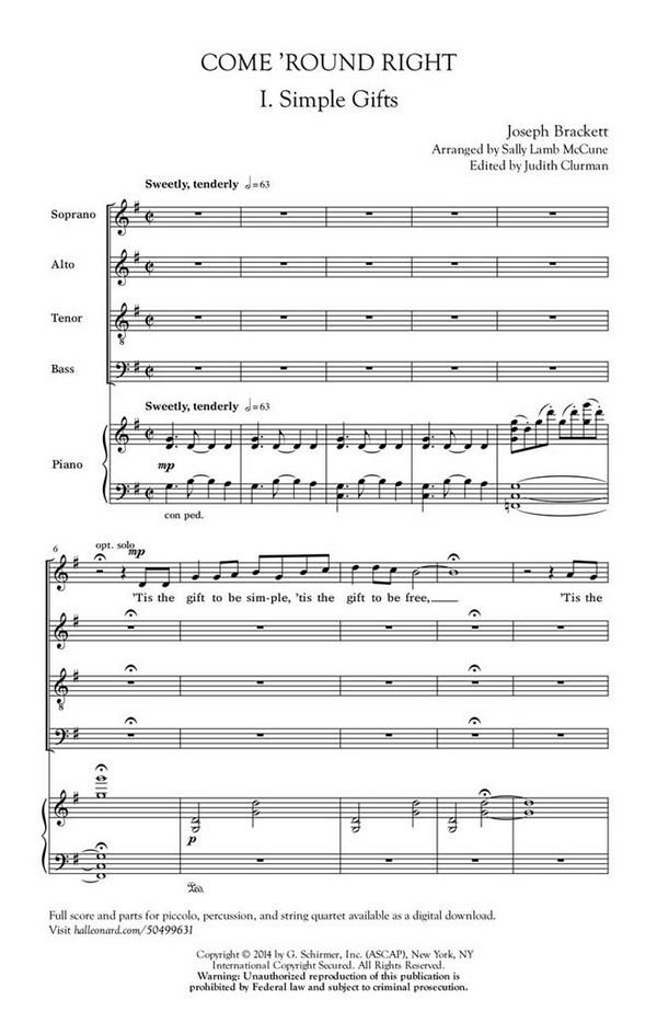 Come 'Round Right - A Folk Song Suite&nbsp;&nbsp;SATB, snare drum and piccolo&nbsp;&nbsp;Chorpartitur