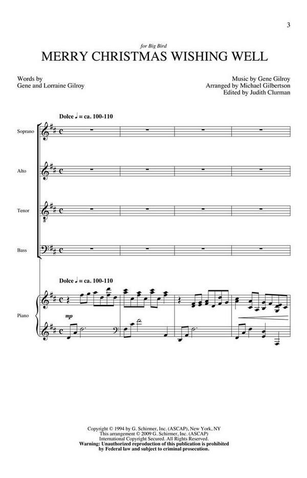 Michael Gilbertson_Judith Clurman, Merry Christmas Wishing Well&nbsp;&nbsp;SATB&nbsp;&nbsp;Chorpartitur