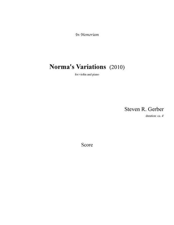 Steven R. Gerber, Norma's Variations&nbsp;&nbsp;Violine und Klavier&nbsp;&nbsp;Buch