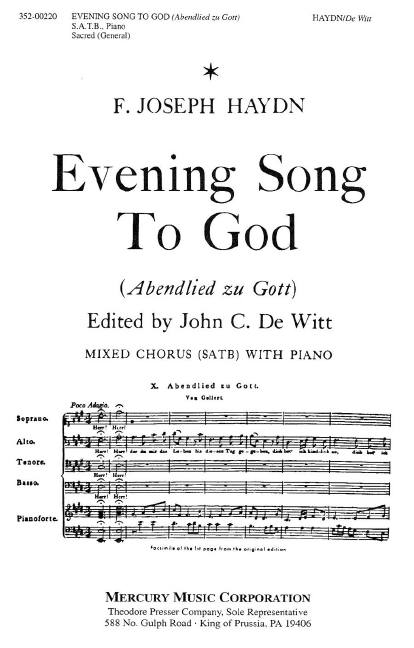 Franz Joseph Haydn Evening Song To God (Abendlied Zu Gott)&nbsp;&nbsp;Chor&nbsp;&nbsp;Chorpartitur