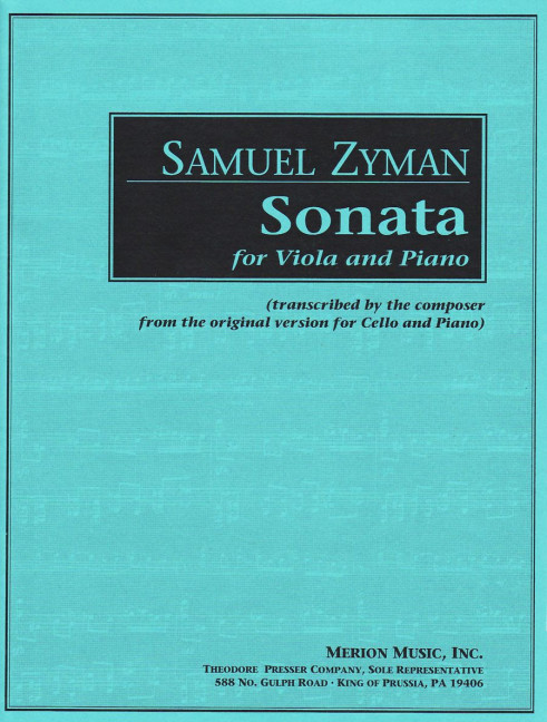 Samuel Zyman Sonata for Viola and Piano&nbsp;&nbsp;Viola und Klavier&nbsp;&nbsp;Klavierauszug mit Solostimme
