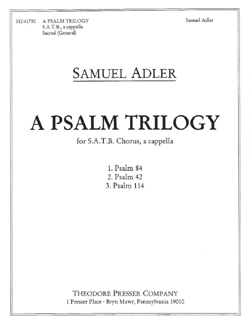 Samuel Adler A Psalm Trilogy&nbsp;&nbsp;Chor&nbsp;&nbsp;Chorpartitur