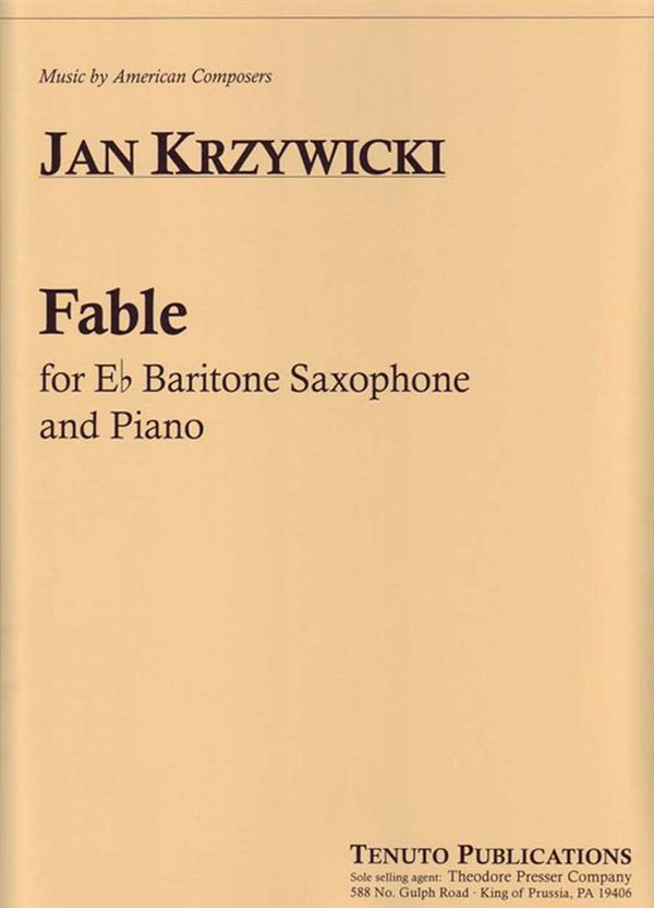 Jan Krzywicki Fable&nbsp;&nbsp;Bariton-Saxophon und Klavier&nbsp;&nbsp;Partitur und Stimmen