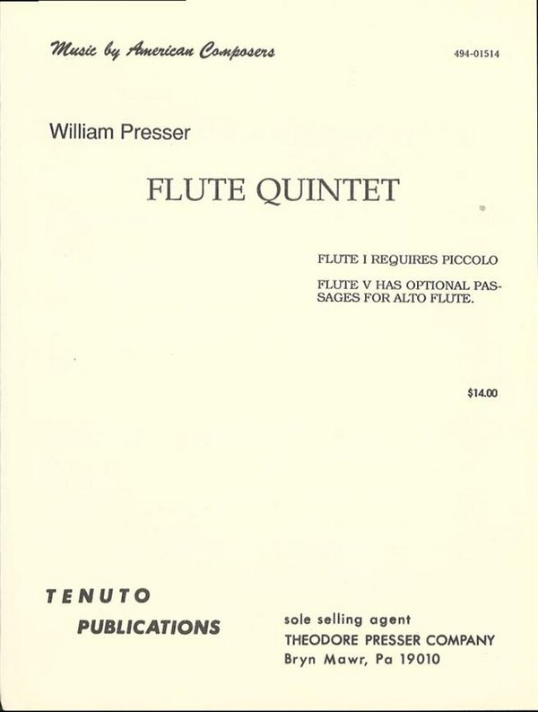 William Presser Flute Quintet&nbsp;&nbsp;&nbsp;&nbsp;