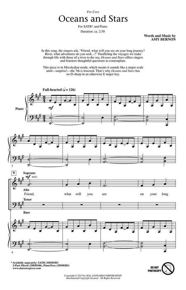 Amy Bernon, Oceans and Stars&nbsp;&nbsp;SATB&nbsp;&nbsp;Chorpartitur